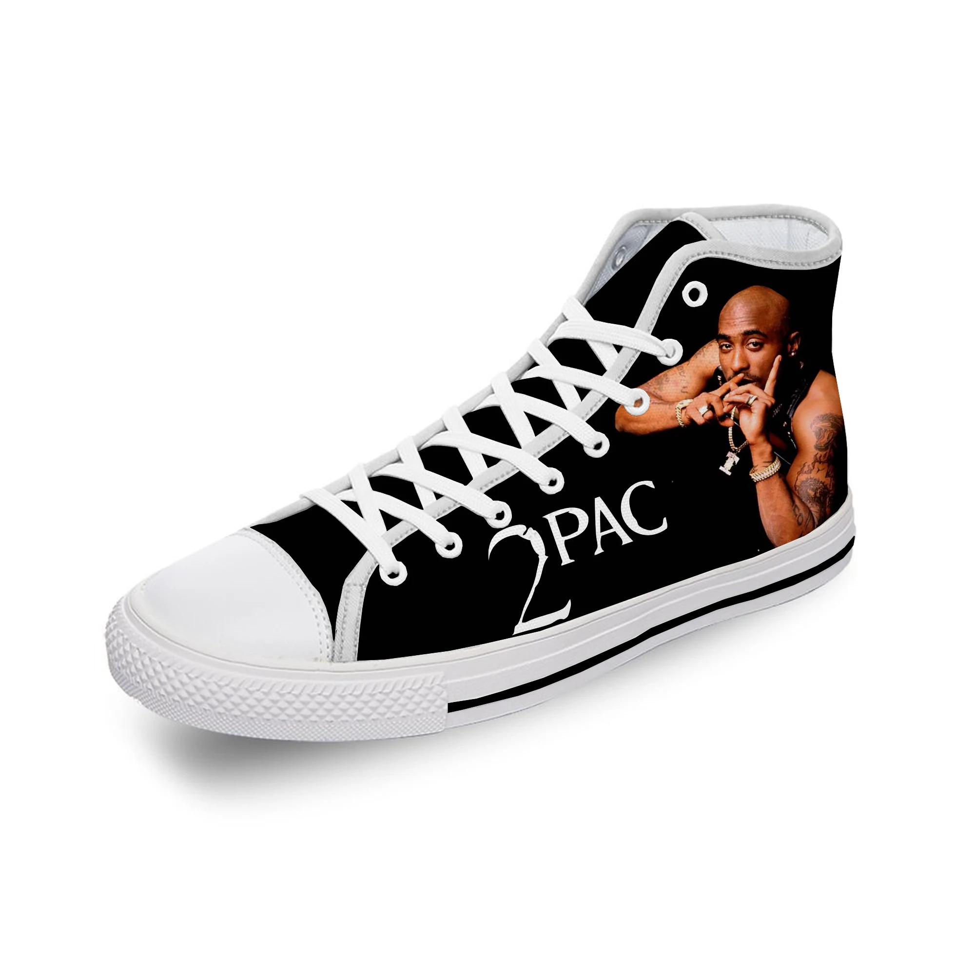 

Высокие кроссовки Rap 2pac Tupac для мужчин и женщин, повседневная холщовая обувь для подростков, дышащая легкая обувь для бега с 3D принтом