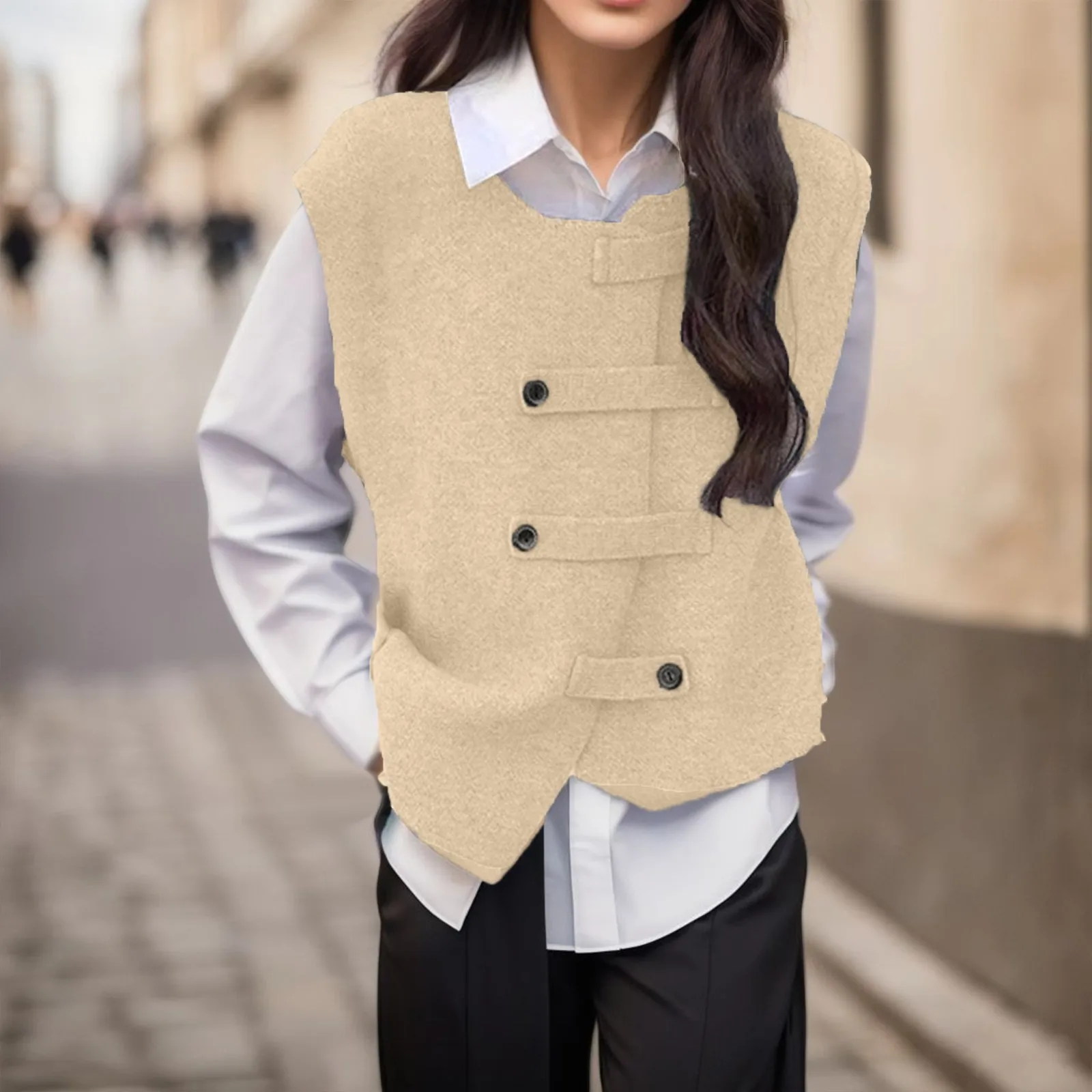 Women's Irregular Versatile Loose Sweater Tank Top High Grade Double Breasted Knitted Casual Cardigan Vests
Women's Irregular Versatile Loose Sweater Tank Top High Grade Double Breasted Knitted Casual Cardigan Vests