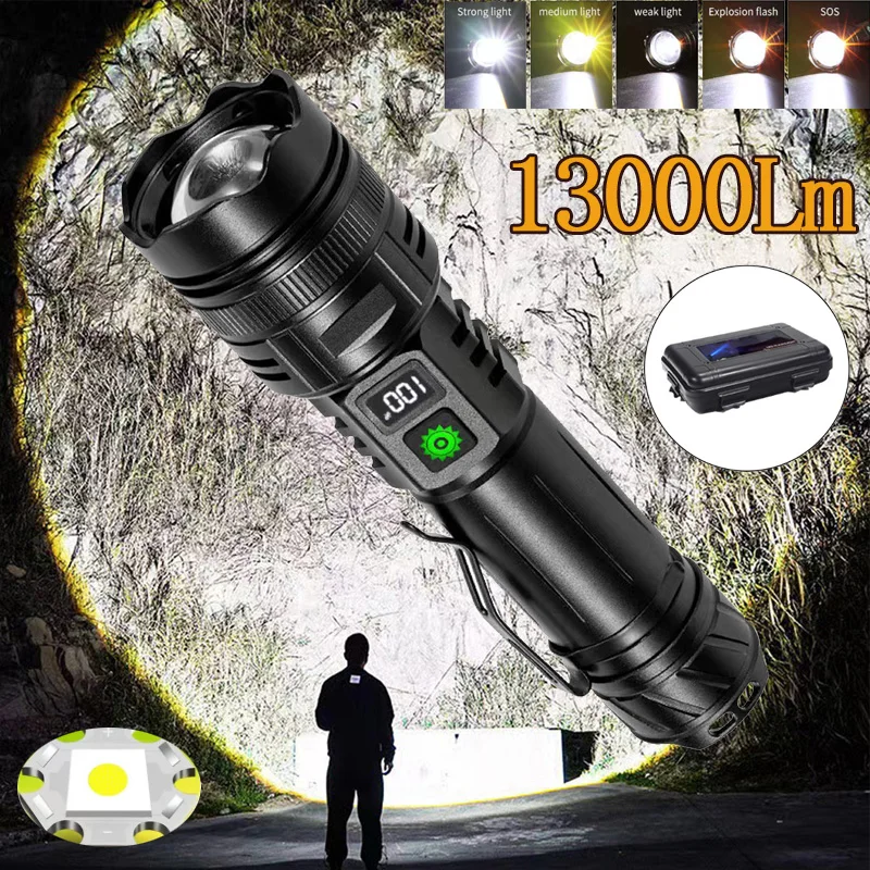 

High Power Led Flashlight Type-C Rechargeable Long Range Tactical Flashlight Strong Light Outdoor Super Powerful Flashlights