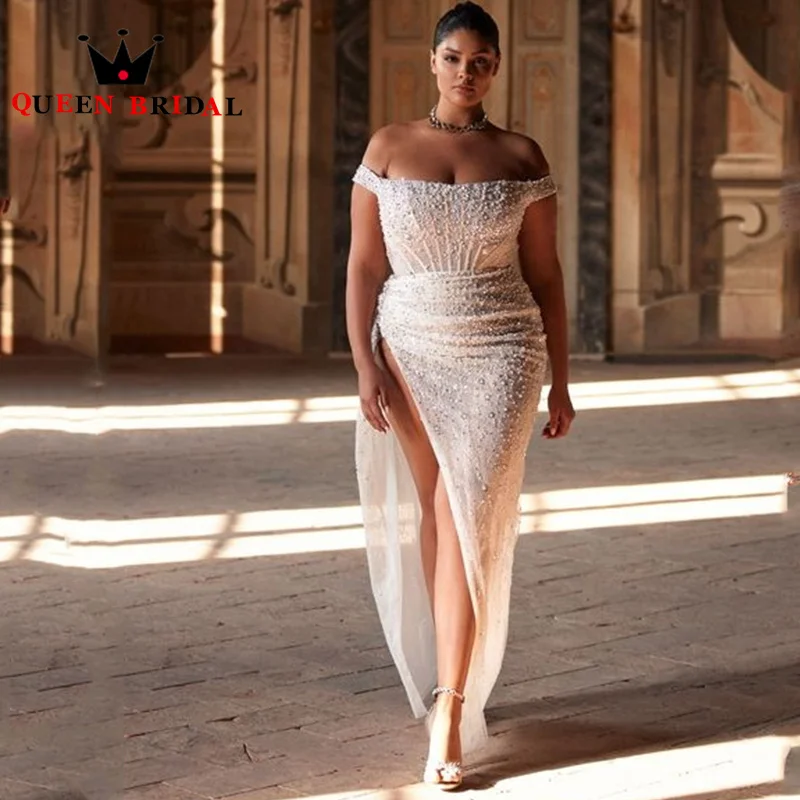 Mermaid Wedding Dresses Exquisite Pearls Dequined Off Shoulder Side Slit Backless Bridal Gowns Robe De Mariée Custom H47X
Mermaid Wedding Dresses Exquisite Pearls Dequined Off Shoulder Side Slit Backless Bridal Gowns Robe De Mariée Custom H47X
