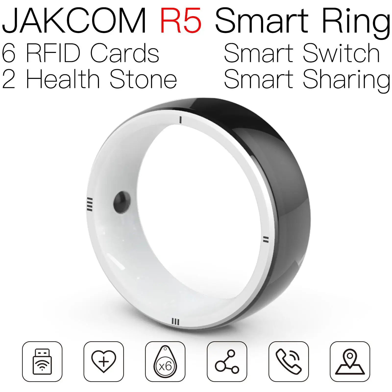 

JAKCOM R5 Smart Ring Newer than nfc disposable tag metal business card square black warranty protection sticker ring em4100
