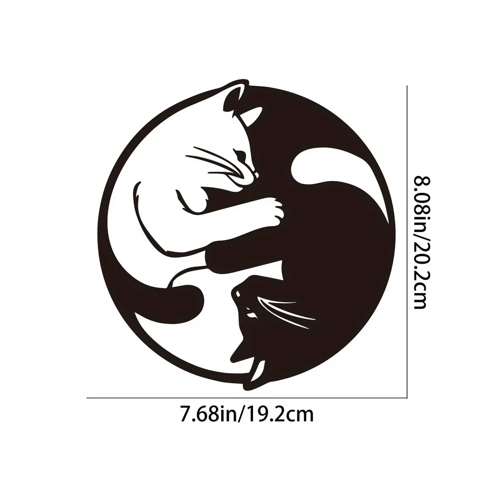 

1pc,Metal Sign with Yin Yang Two Cats Home Decor Metal Wall Hanging Decor Statues Sculptures Garden Outdoor Ornaments Yard Decor
