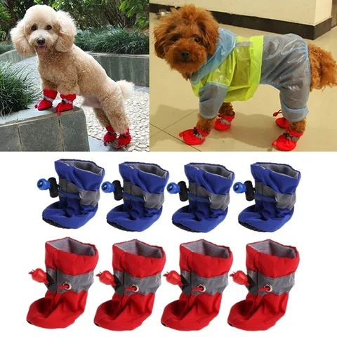 

Winter Waterproof Pet Dog Shoes 4pcs/set Anti-slip Rain Snow Boots Footwear Thick Warm For Small Cats Puppy Dogs Socks Booties