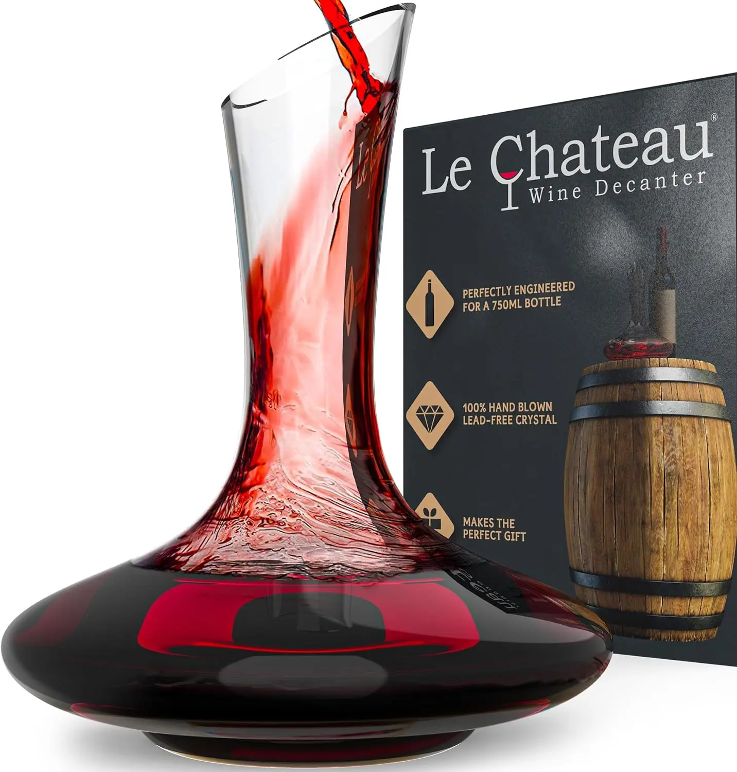 

Le Chateau Декантер для красного вина-Ручная выдувка, бессвинцовый Хрустальный графин и винный аэратор-полная бутылка (750 мл) вина