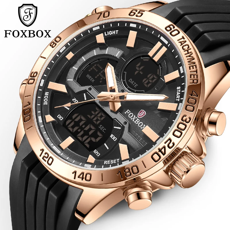 

LIGE Military Watches for Men FOXBOX Luxury Sport Chronograph Steel WristWatch ​Waterproof Quartz Big Clock Digital Male Watch