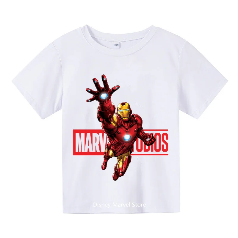 

2024 New Summer Comics Marvel Iron Man Crew Neck Short Sleeve Boys Girls Student Kids Summer Kids Fashion Casual T-shirt Teens 1