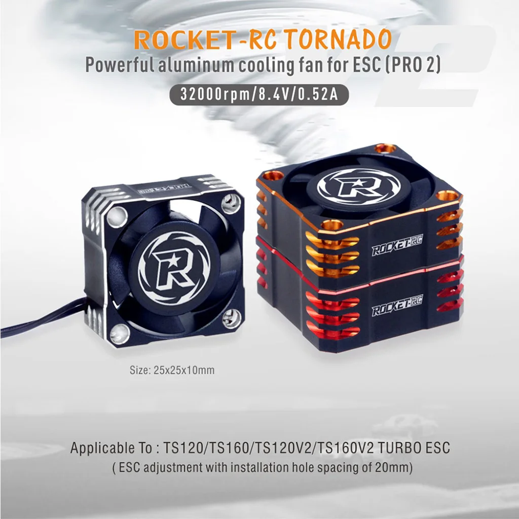 Newest Rocket-RC Cooling Fan 25mm Metal ESC Cooling Fan RC Cooling Fan Rotates at 32000RPM 8.4V for TS120 ESC Fast Cooling
Newest Rocket-RC Cooling Fan 25mm Metal ESC Cooling Fan RC Cooling Fan Rotates at 32000RPM 8.4V for TS120 ESC Fast Cooling