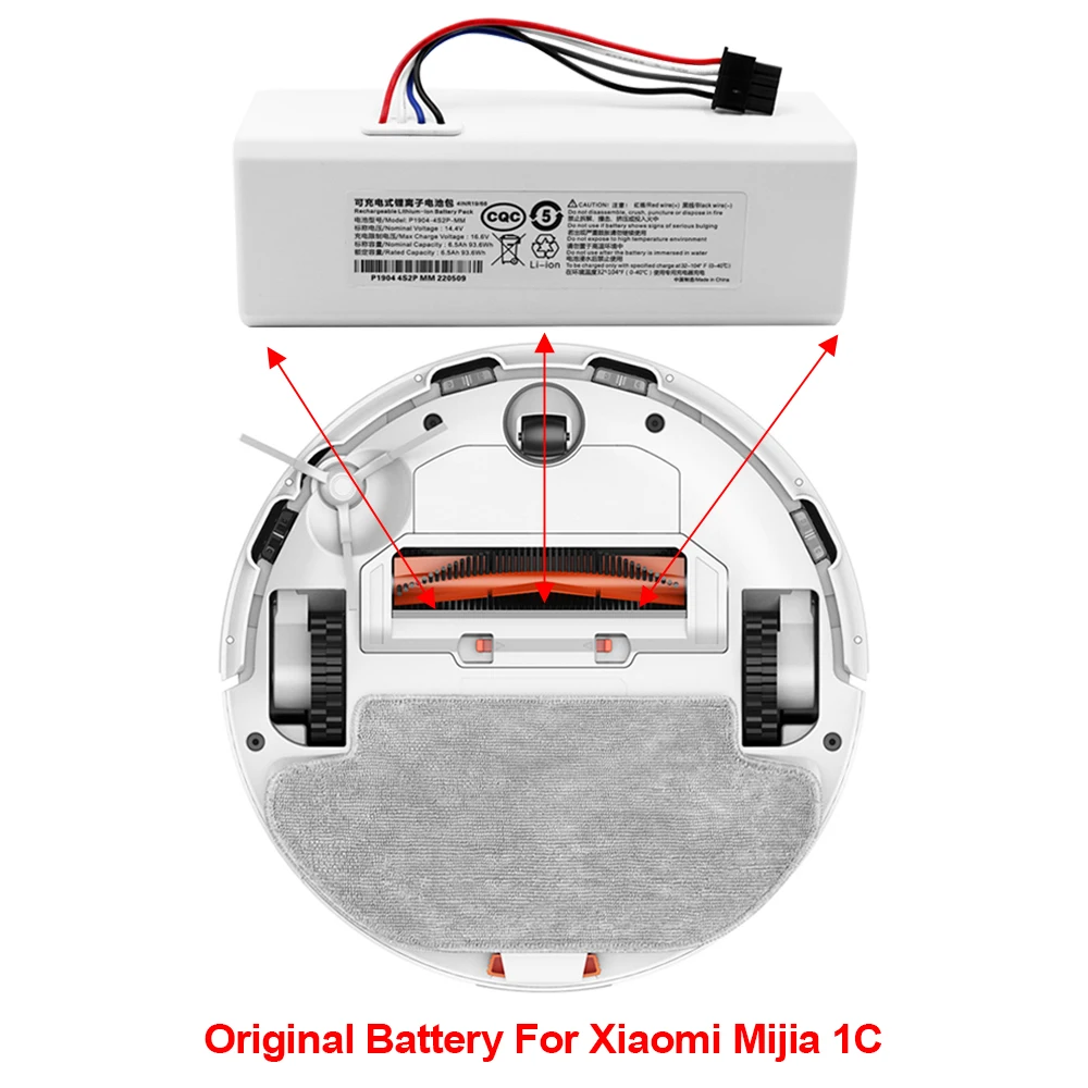 Original for Xiaomi Robot Battery 1C P1904-4S1P-MM Mijia Mi Vacuum Cleaner Sweeping Mopping Robot Replacement Battery G1 14.4v
Original for Xiaomi Robot Battery 1C P1904-4S1P-MM Mijia Mi Vacuum Cleaner Sweeping Mopping Robot Replacement Battery G1 14.4v