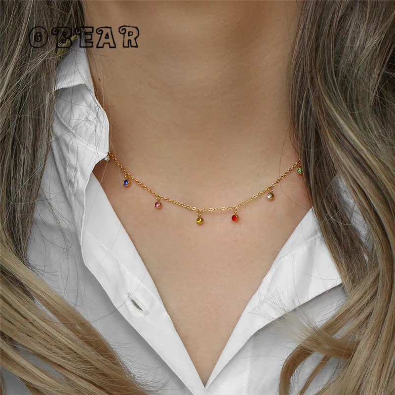 Light Luxury Exquisite Colorful Round Zircon Necklace Clavicle Chain for Women Stainless Steel 18k Gold Plated Jewelry
Light Luxury Exquisite Colorful Round Zircon Necklace Clavicle Chain for Women Stainless Steel 18k Gold Plated Jewelry