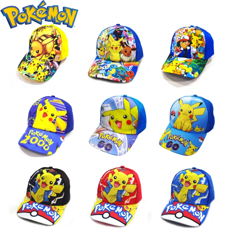 

Pokemon Anime Pikachu Kids Print Cartoon Polyester Dome Wide Brim Sun Visor Baseball Cap Peaked Hat Accessories Birthday Gifts