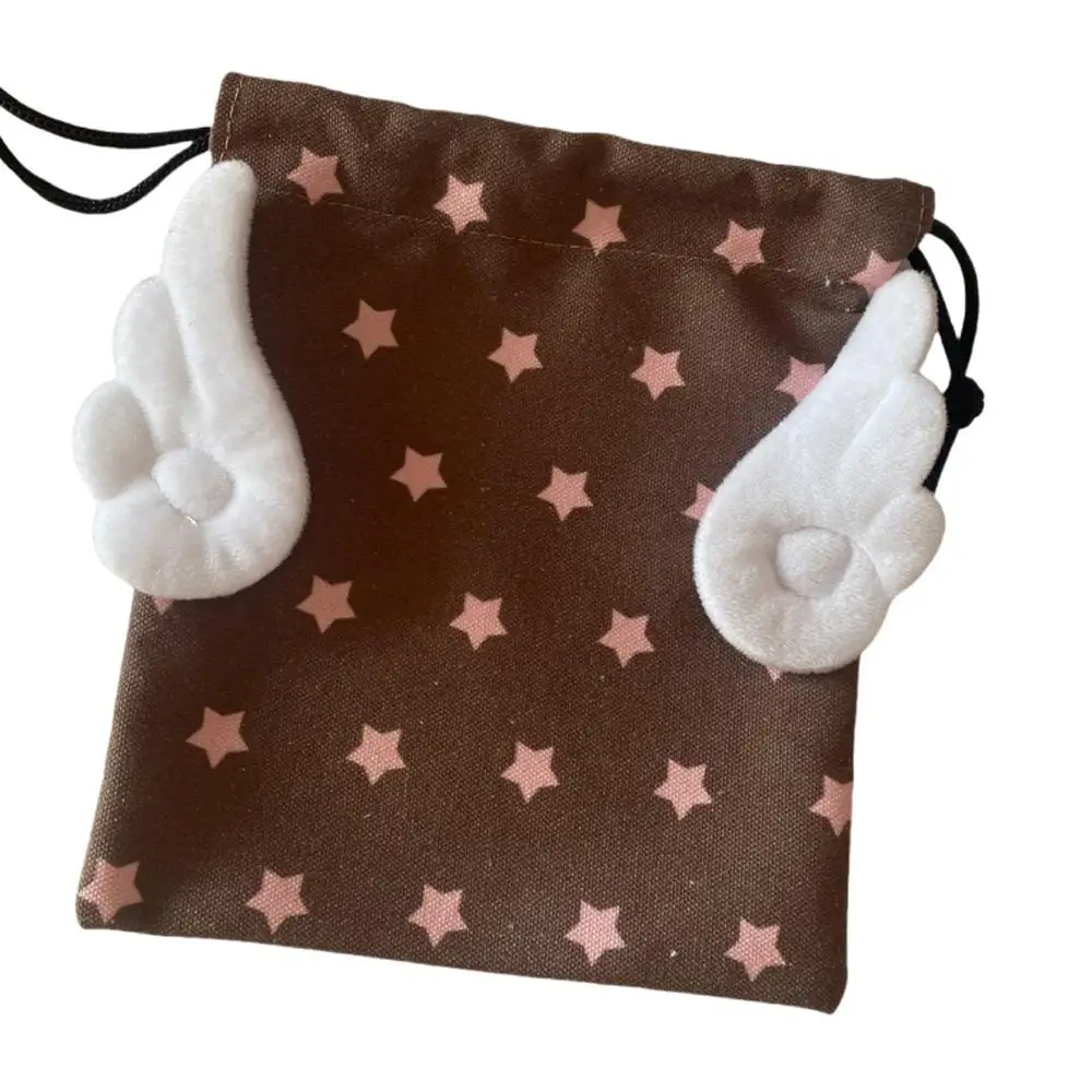 Korean INS Wing Stars Design Drawstring Storage Bag Portable Canvas Bundle Pocket Dustproof Stationery Storage Bag Organizer Bag Korean INS Wing Stars Design Drawstring Storage Bag Portable Canvas Bundle Pocket Dustproof Stationery Storage Bag Organizer Bag