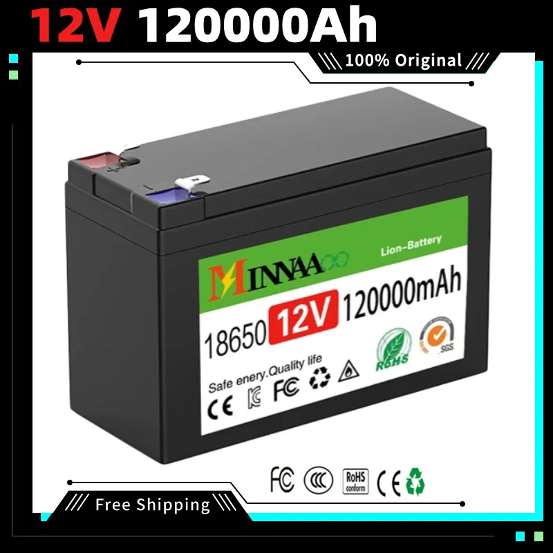 

2024 12V Battery 120Ah 18650 lithium battery pack Rechargeable battery for solar energy electric vehicle battery+12.6v3A charger