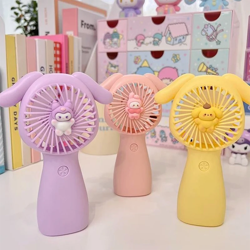 

New My Melody Kuromi Anime Kawaii Sanrio Usb Charging Handheld Fan Cute Cinnamoroll Pochacco Mini Small Fan Toys Gifts for Kids