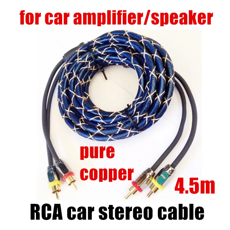 

Автомобильные Аудиокабели, жемчужный синий чистая медь, 4,5 м, RCA на RCA, стереопровод для автомобильного динамика, усилитель, динамик, автомобильные аксессуары