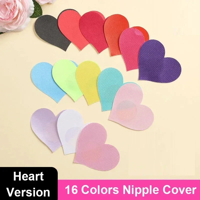 

12 Paris Disposable Poly Satin Heart Style Invisible Nipple Cover Tape Overlays on Bra Nipple Pasties Stickers for Women Girls