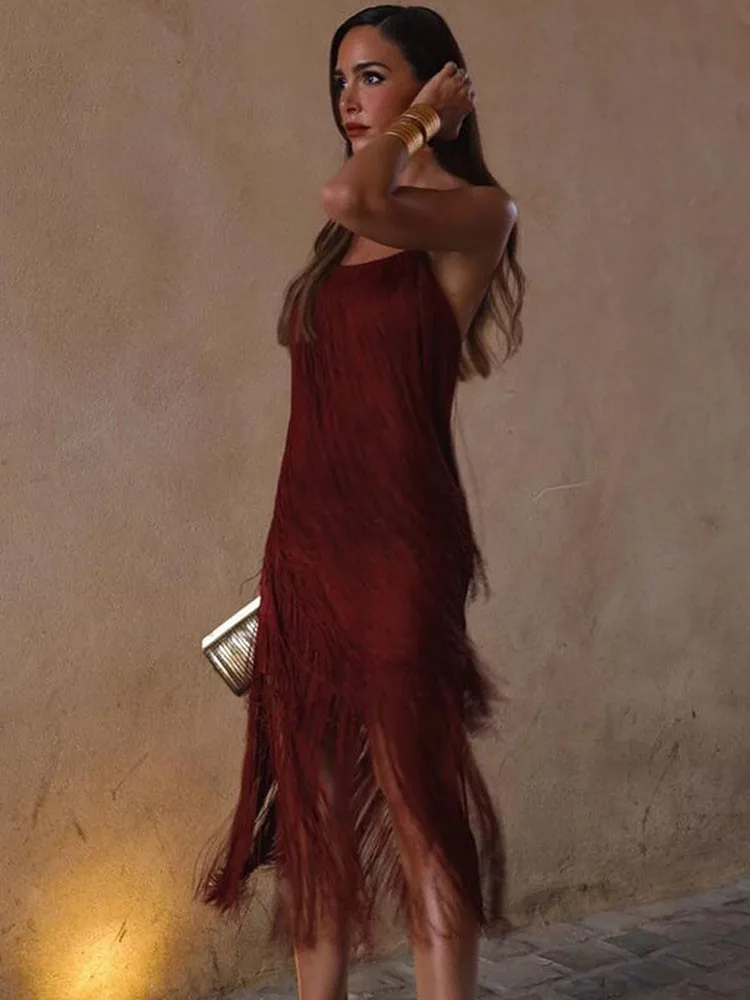 Sleeveless Slim Robes 2023 Summer Fashion Female Vacation Vestido Strap Layered Tassel Sling Long Dresses Women Sexy Backless
Sleeveless Slim Robes 2023 Summer Fashion Female Vacation Vestido Strap Layered Tassel Sling Long Dresses Women Sexy Backless