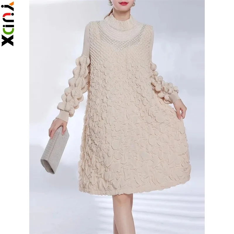 YUDX Miyake 2024 Winter New Pleated Dress For Women Casual O-neck Long Sleeves A-line Elegant Evening Party Pullover Dresses
YUDX Miyake 2024 Winter New Pleated Dress For Women Casual O-neck Long Sleeves A-line Elegant Evening Party Pullover Dresses