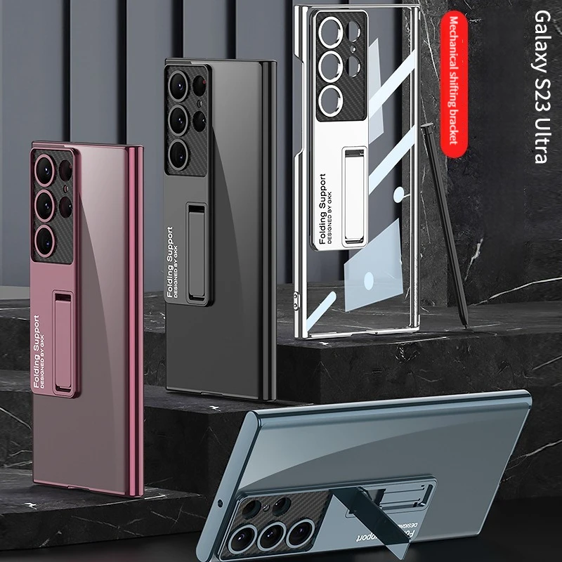 The Back Folding Bracket Phone Case For Samsung Galaxy S23 Ultra S23+ 360° Full Protection Transparent Tempered Film Phone Cover
The Back Folding Bracket Phone Case For Samsung Galaxy S23 Ultra S23+ 360° Full Protection Transparent Tempered Film Phone Cover