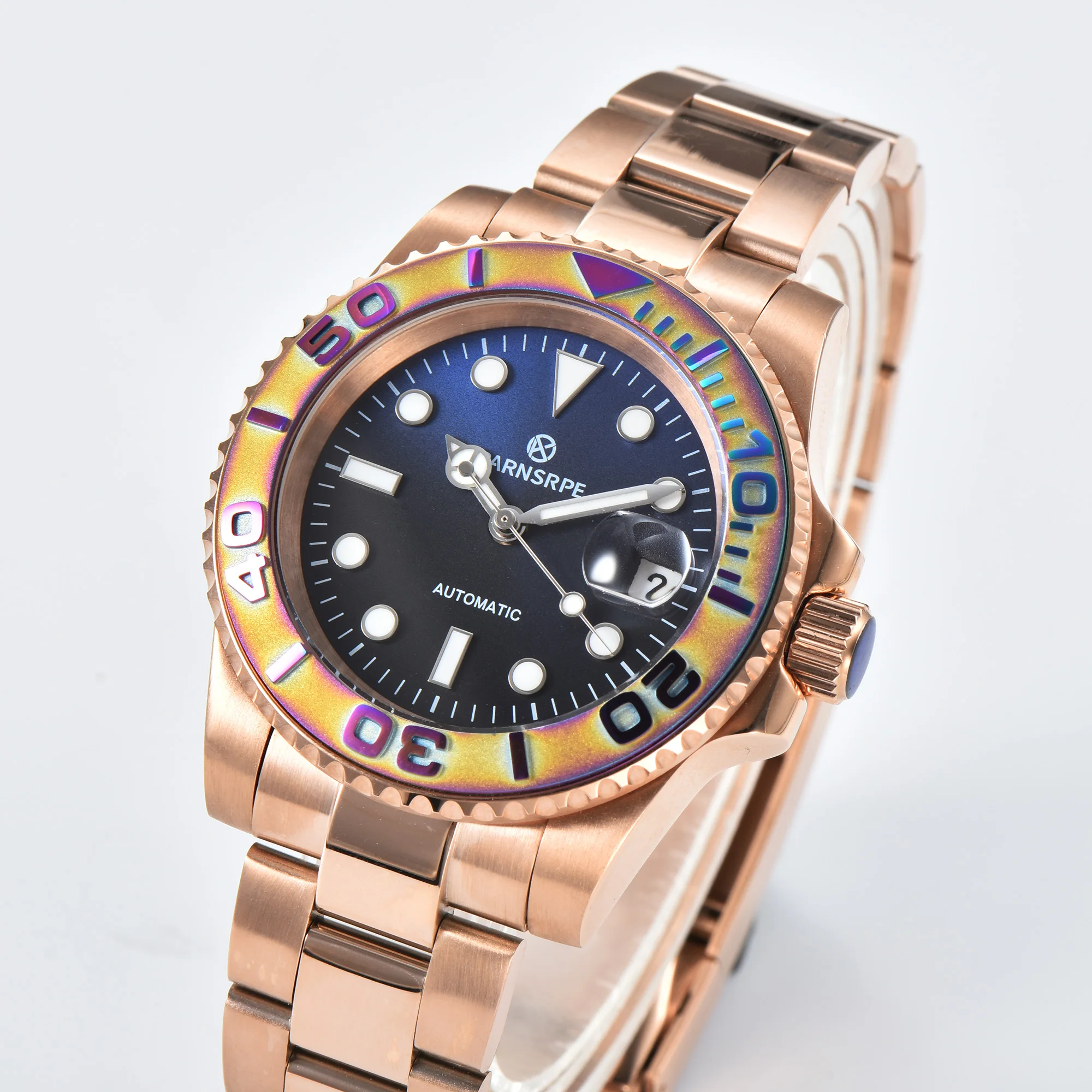 40mm PARNSRPE Automatic mechanical watch Ceramic rotating bezel date Luxury men Rose gold case Luminous watch
40mm PARNSRPE Automatic mechanical watch Ceramic rotating bezel date Luxury men Rose gold case Luminous watch