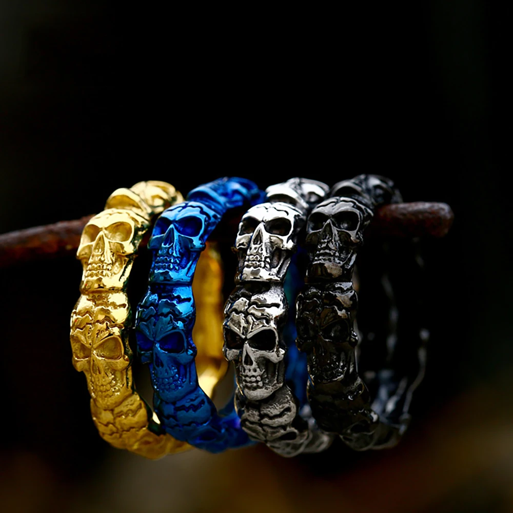 Unique Simple Stainless Steel Skull Rings For Men Women Punk Vintage Colorful Skull Ring Couple Amulet Biker Jewelry Wholesale
Unique Simple Stainless Steel Skull Rings For Men Women Punk Vintage Colorful Skull Ring Couple Amulet Biker Jewelry Wholesale