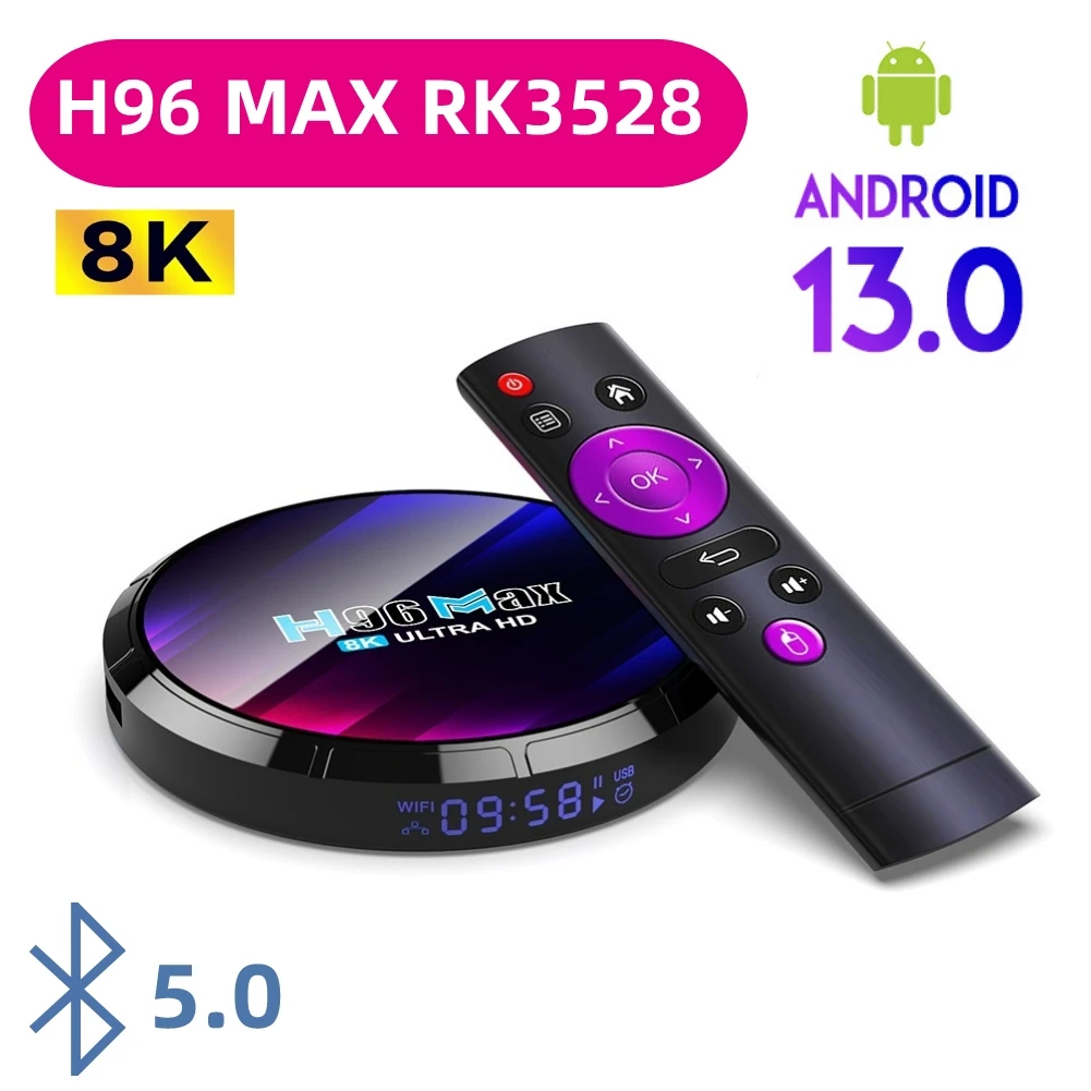 Приставка Смарт-ТВ H96 MAX RK3528, поддержка 8K видео декодирования, ТВ-приставка Android 13 WIFI6 BT5.0, медиаплеер H96MAX
Приставка Смарт-ТВ H96 MAX RK3528, поддержка 8K видео декодирования, ТВ-приставка Android 13 WIFI6 BT5.0, медиаплеер H96MAX