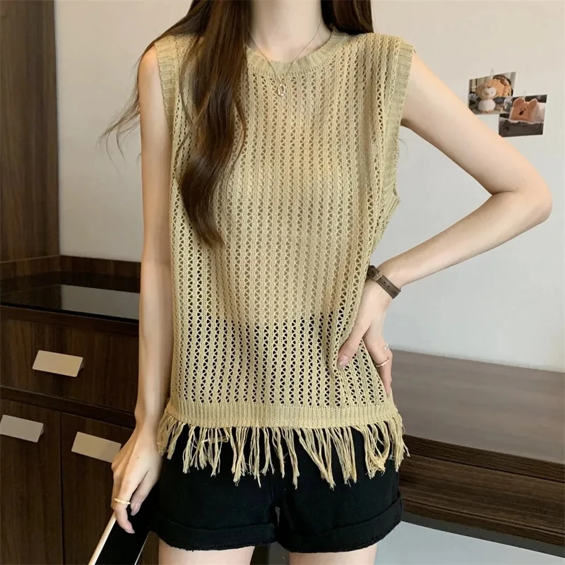 Yasuk Summer Fashion Stripes Casual Pullover Tess Sleeveless Vest Undershirt Tassel Women's Loose Knitted Top Gentle
Yasuk Summer Fashion Stripes Casual Pullover Tess Sleeveless Vest Undershirt Tassel Women's Loose Knitted Top Gentle