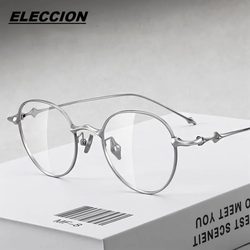 

ELECCION Korean Luxury Brand Eyeglass Frames Women Vintage Pure Titanium Round Glasses Frame Men Prescription Spectacles EP