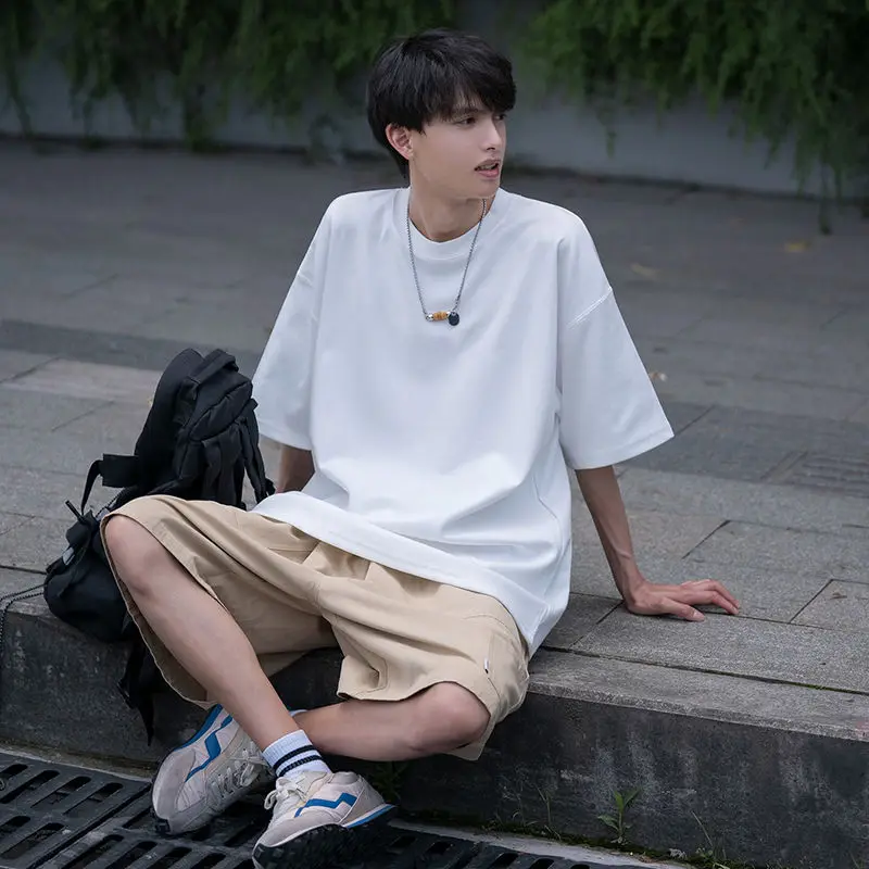 Pure White Heavyweight Pure Cotton T-shirt Short Sleeved Men Summer Trendy Brand Loose Oversized Half Sleeved Versatile Top New
Pure White Heavyweight Pure Cotton T-shirt Short Sleeved Men Summer Trendy Brand Loose Oversized Half Sleeved Versatile Top New