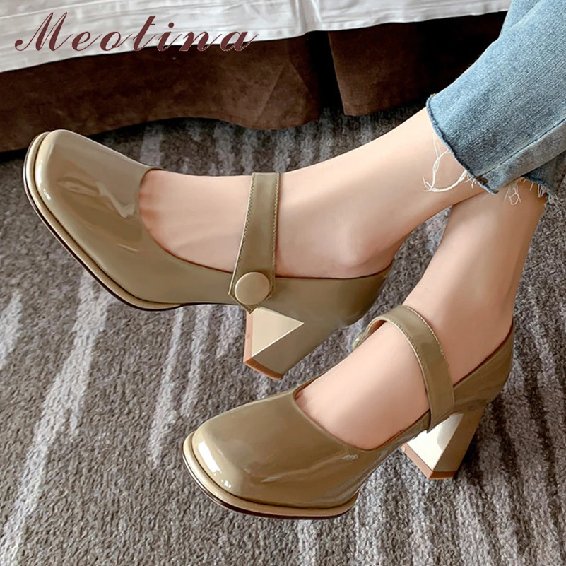Meotina Women Genuine Leather Mary Janes Square Toe Thick High Heels Shallow Pumps Ladies Fashion Wedding Shoes Spring Summer
Meotina Women Genuine Leather Mary Janes Square Toe Thick High Heels Shallow Pumps Ladies Fashion Wedding Shoes Spring Summer