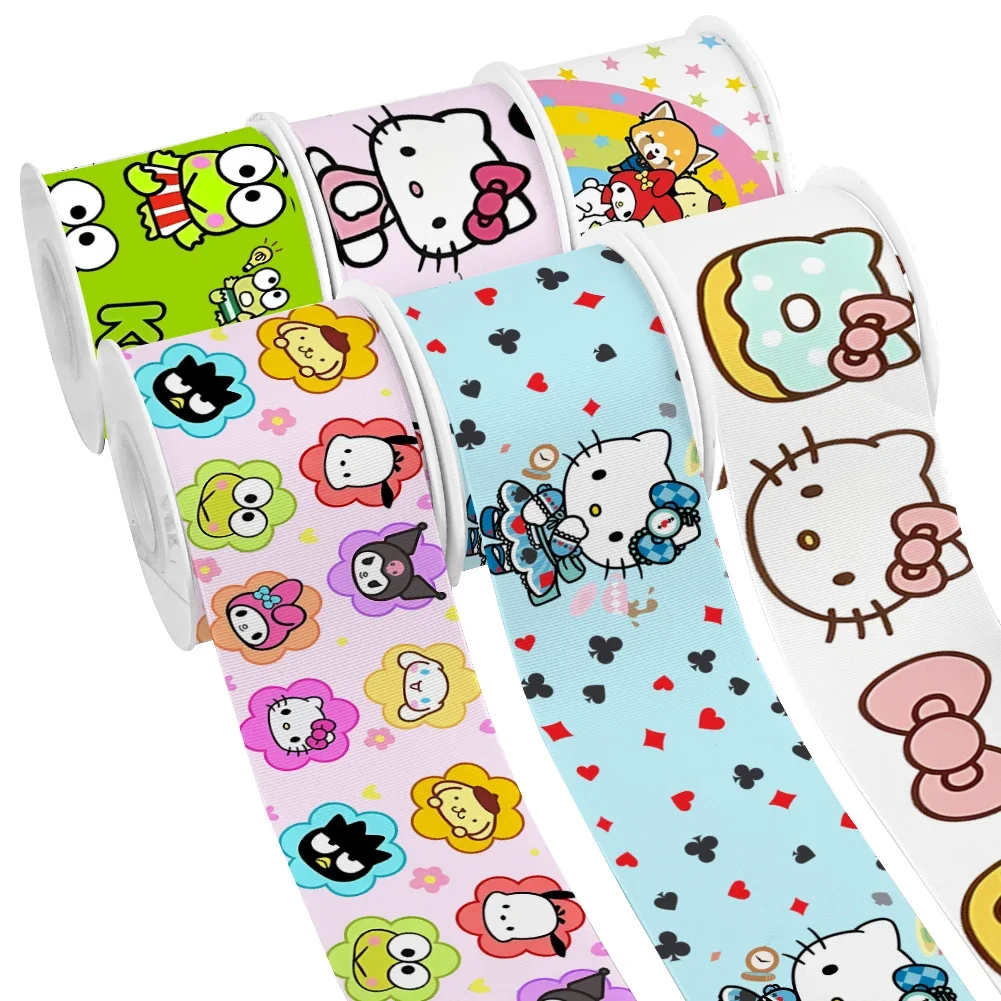 Kuromi Cartoon Sanrio Kitty Designs Character 10yards Printed Grosgrain Ribbon for DIY Girl Headwear Bows Satin Ribbon
Kuromi Cartoon Sanrio Kitty Designs Character 10yards Printed Grosgrain Ribbon for DIY Girl Headwear Bows Satin Ribbon