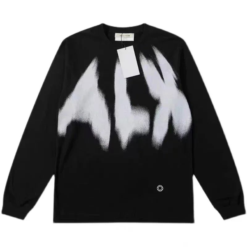 

High Quality ALYX 1017 9SM Graffiti Inkjet Logo Functional Long Sleeve T-Shirt Men Women 1:1 Top Version ALYX T Shirt Tops Tee