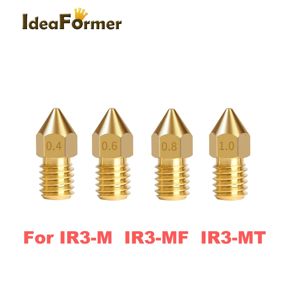 

IdeaFormer 5/10pcs New Nozzle 0.4/0.6/0.8/1.0mm Brass M6 For 1.75mm Filament IR3-M IR3-MT IR3-MF Hotend 3D Printer Parts