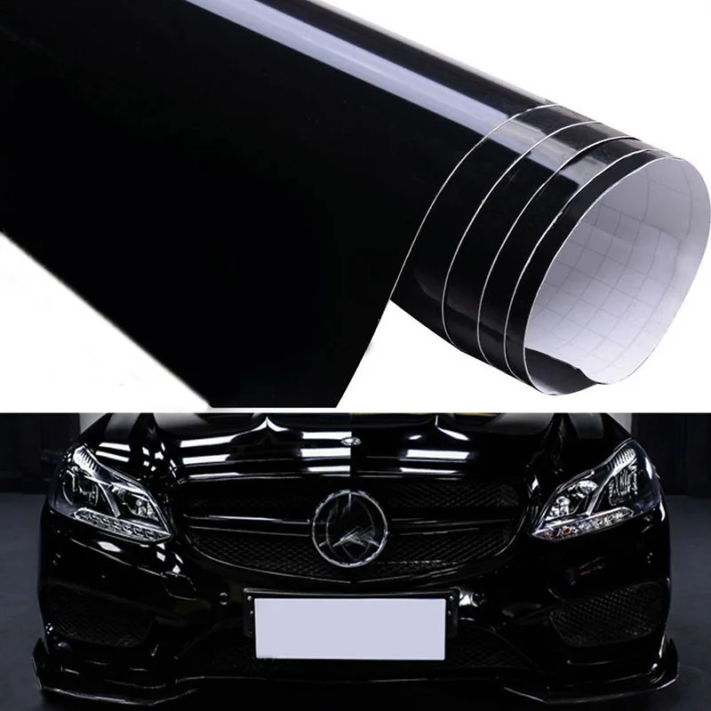 

1 Roll 30*152cm Black Glossy Vinyl Film Gloss Glossy Car Wrap Foil Sticker With Air Bubble Free Motorcycle Car Wrapping