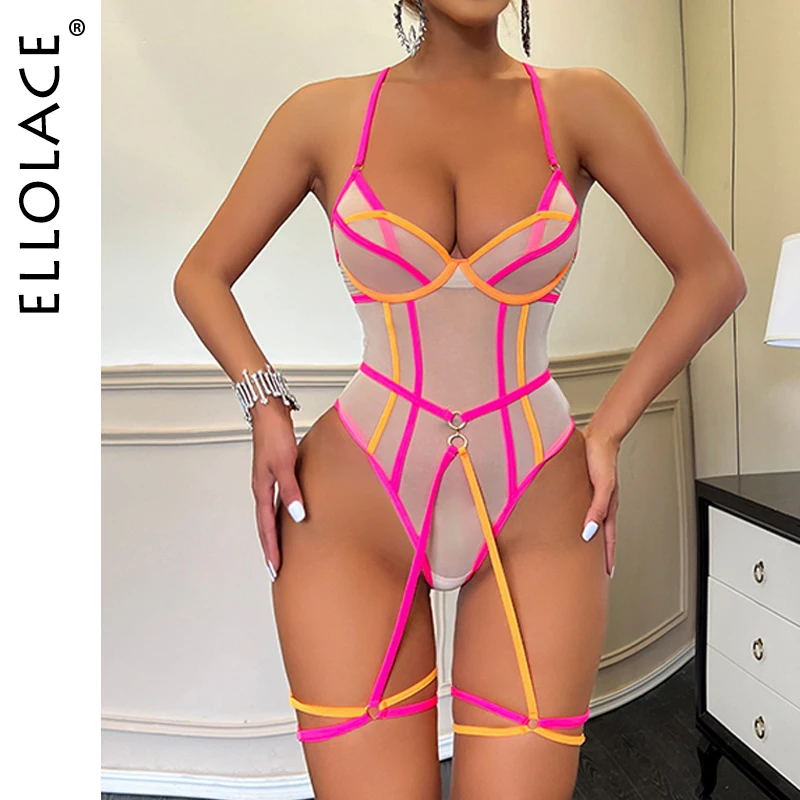

Ellolace Color Fantasy Bodysuit Porn Transparent Lace Body Sheer Mesh Sexy Costume Sissy Crotchless Fancy Naked Tulle Tight