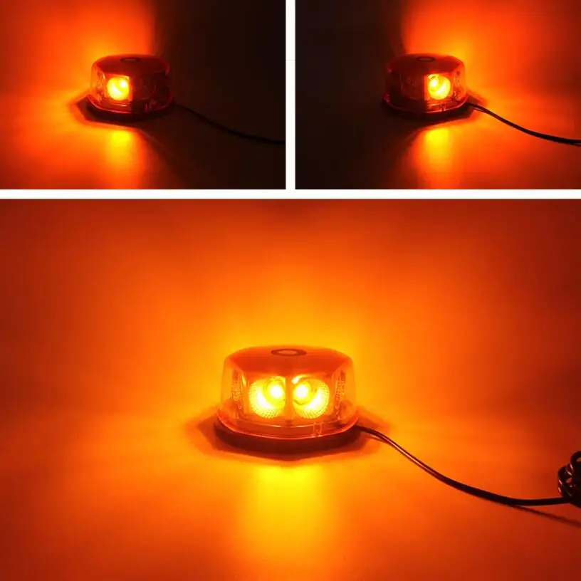 Car Truck Roof Top COB Warning Light Emergency LED Strobe Light Flashing Beacon With Magnetic Base For Security Auto 12V 24V צ'קלקה מגנטית איכותית כתום, כחול או אדום, מתחבר למצת נגד מים, 8 לדים חזקים