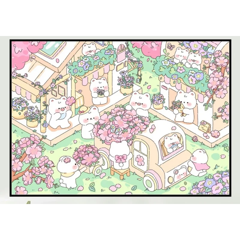 

9ct 60x85cm Cherry blossom Town Embroidery DIY Chinese Style Printed Kits Cross Stitch Needlework Set Home Decor Crafts