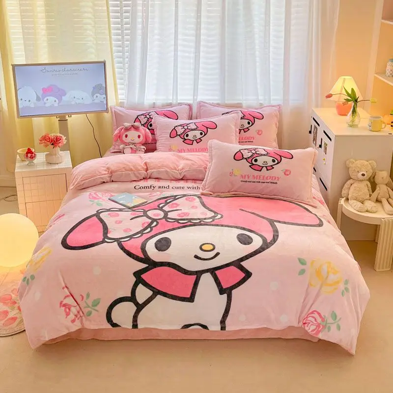 Hello Kitty Milk Velvet Four-Piece Set Kawaii Kulomi Warm Double-Sided Velvet Bed Sheet Duvet Cover Dormitory Three-Piece Set
Hello Kitty Milk Velvet Four-Piece Set Kawaii Kulomi Warm Double-Sided Velvet Bed Sheet Duvet Cover Dormitory Three-Piece Set