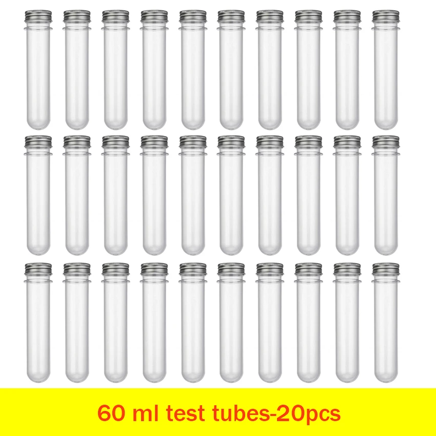 60Pcs Plastic Test Tubes Clear and Transparent Candy Storage Containers with Screw Caps 40ml
60Pcs Plastic Test Tubes Clear and Transparent Candy Storage Containers with Screw Caps 40ml