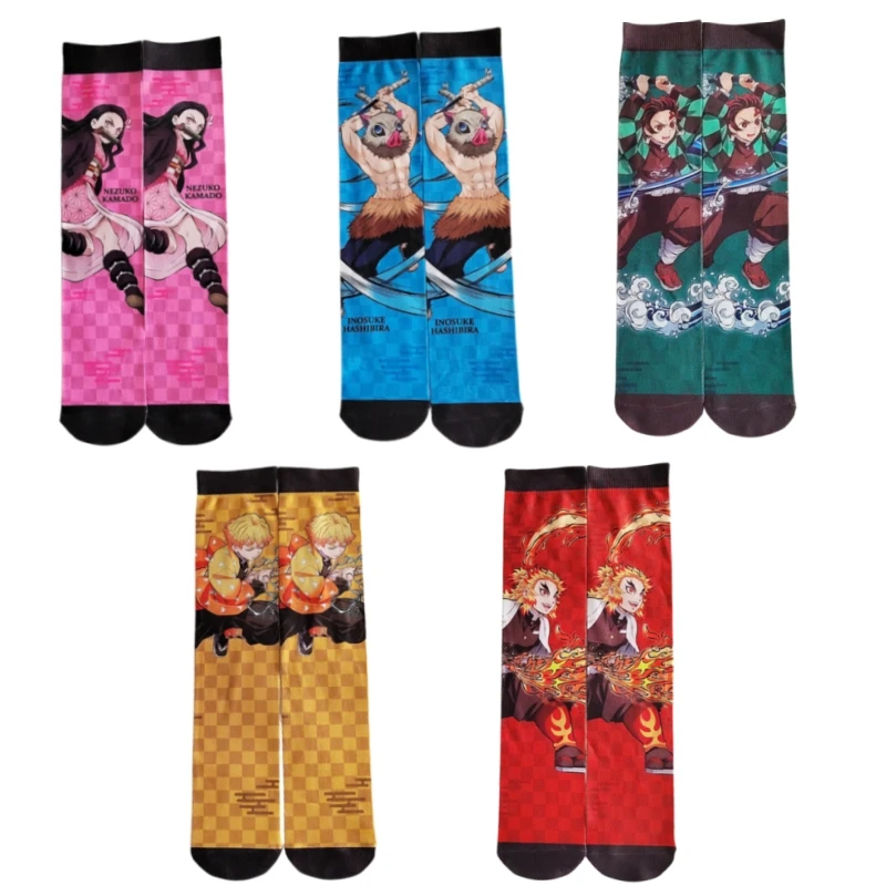 

Japanese Hot Anime Demon Slayer Socks Nezuko Kamado Tanjirou Agatsuma Zenitsu Gift Accessories Creative Cartoon ventilate Socks