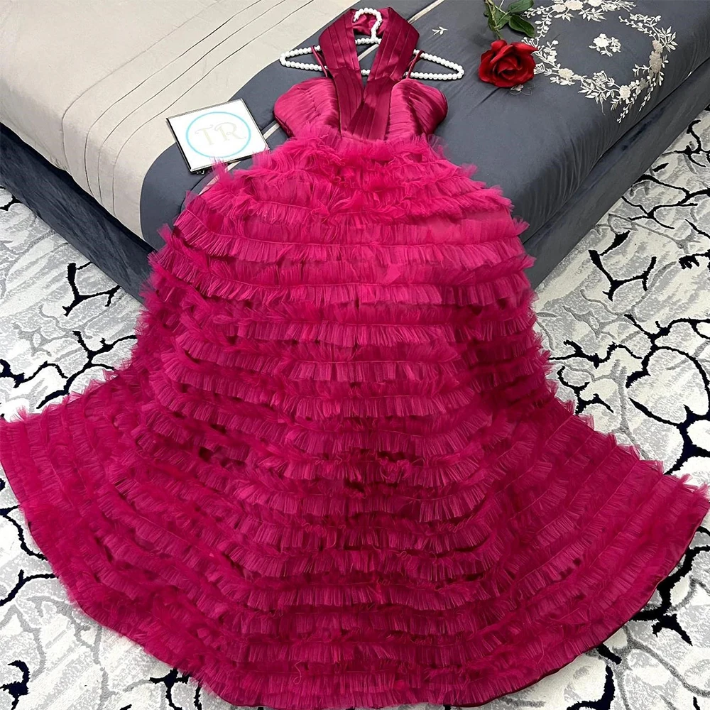 Halter Prom Gown Sleeveless A-line Tulle Backkess Lace Up Evening Party Dresses Middle Eastern Style فساتين سهرة فخمه
Halter Prom Gown Sleeveless A-line Tulle Backkess Lace Up Evening Party Dresses Middle Eastern Style فساتين سهرة فخمه