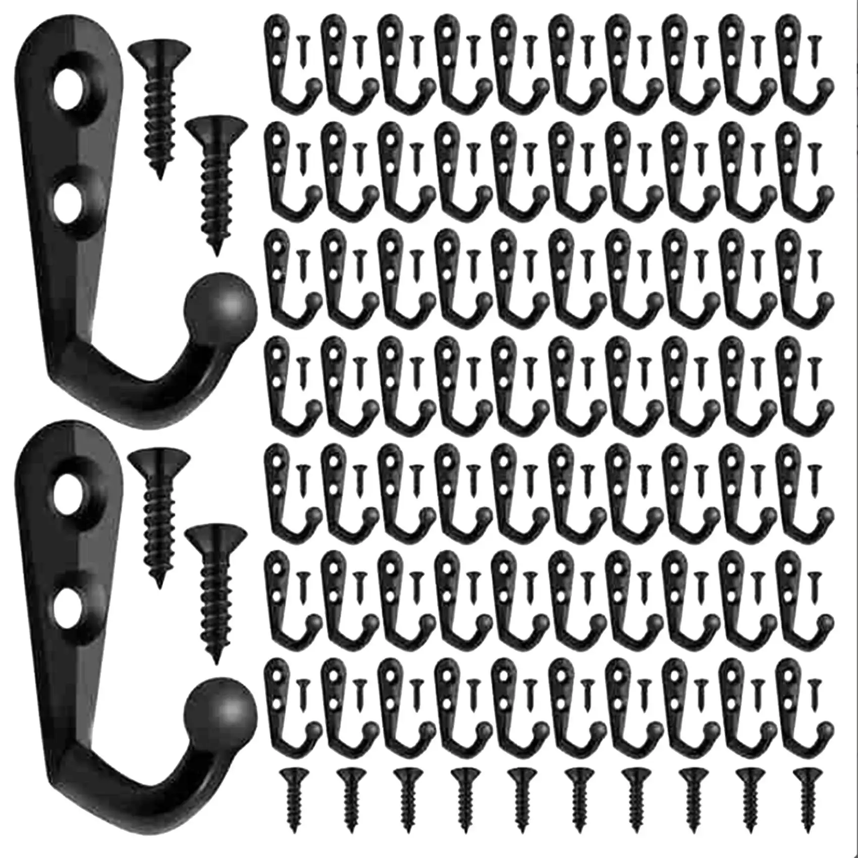 100 Pieces Of Double-Hole Wall Mounted Single Hook Robe Hook Coat Hook and 210 Pieces Of Screws for Hanging Key Hook
100 Pieces Of Double-Hole Wall Mounted Single Hook Robe Hook Coat Hook and 210 Pieces Of Screws for Hanging Key Hook
