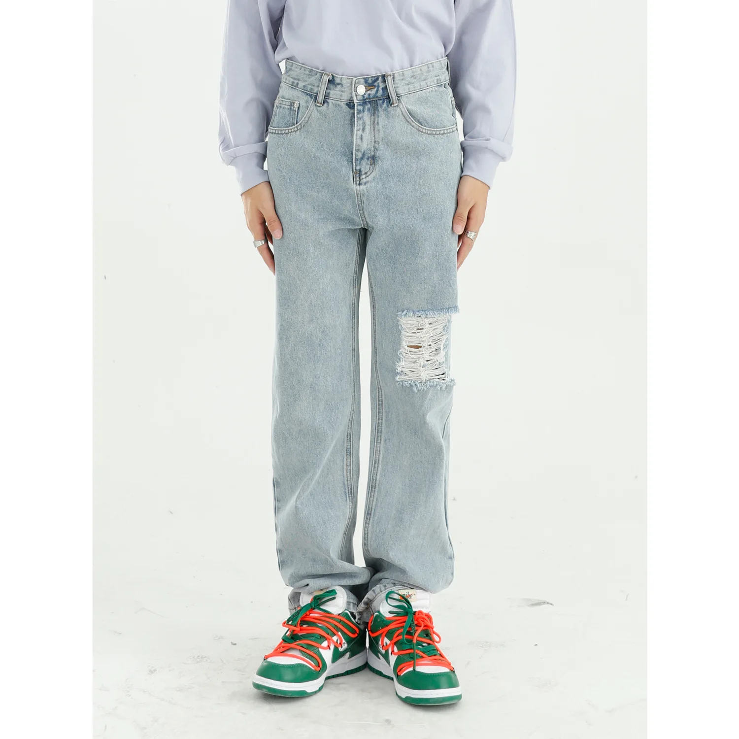 High Quality Fashion Autumn Korean Trousers Hole Loose Straight Jeans Men Denim Pants
High Quality Fashion Autumn Korean Trousers Hole Loose Straight Jeans Men Denim Pants