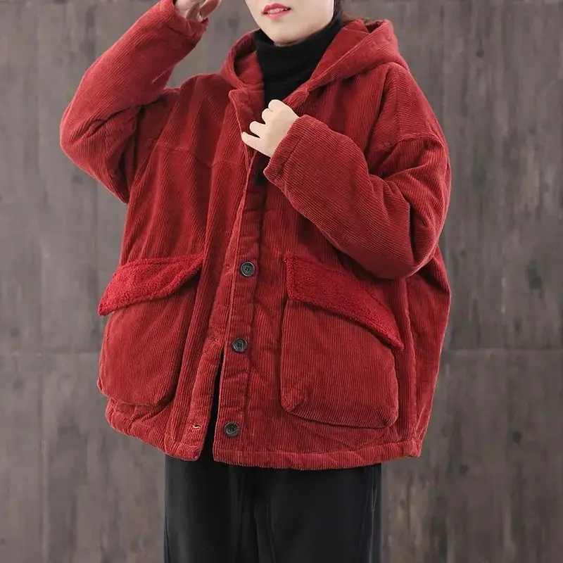 New Winter Coat for Women Parkas Jackets Corduroy Cotton Jacket Harajuku Vintage Oversize Warm Thickening Single Breasted 
New Winter Coat for Women Parkas Jackets Corduroy Cotton Jacket Harajuku Vintage Oversize Warm Thickening Single Breasted