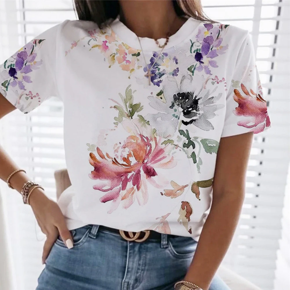 Женская летняя повседневная свободная футболка с цветочным принтом, топы, Женская Повседневная Туника с коротким рукавом, базовая красивая блузка, футболка, бесплатная доставка
Женская летняя повседневная свободная футболка с цветочным принтом, топы, Женская Повседневная Туника с коротким рукавом, базовая красивая блузка, футболка, бесплатная доставка