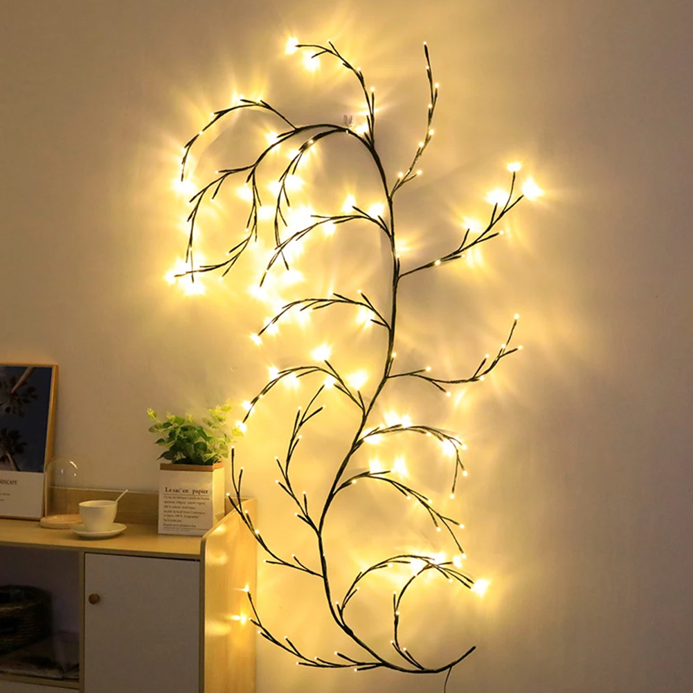 

Artificial Plant Rattan With Decorative Lights 144 LEDs 7.5FT Willow Garland Flexible Vine Branch For Holiday Home DIY Decor