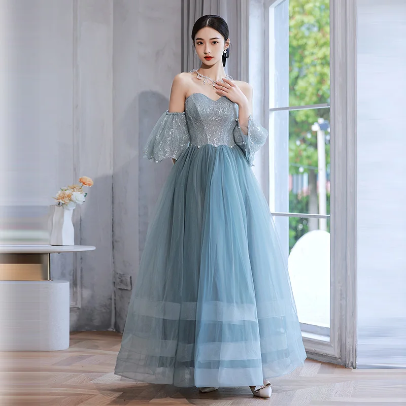 Evening Dress Sequins Strapless Short Sleeve Lace Up Floor-Length A-Line Sky Blue Tulle Plus Size Woman Formal Party Gowns XC173
Evening Dress Sequins Strapless Short Sleeve Lace Up Floor-Length A-Line Sky Blue Tulle Plus Size Woman Formal Party Gowns XC173