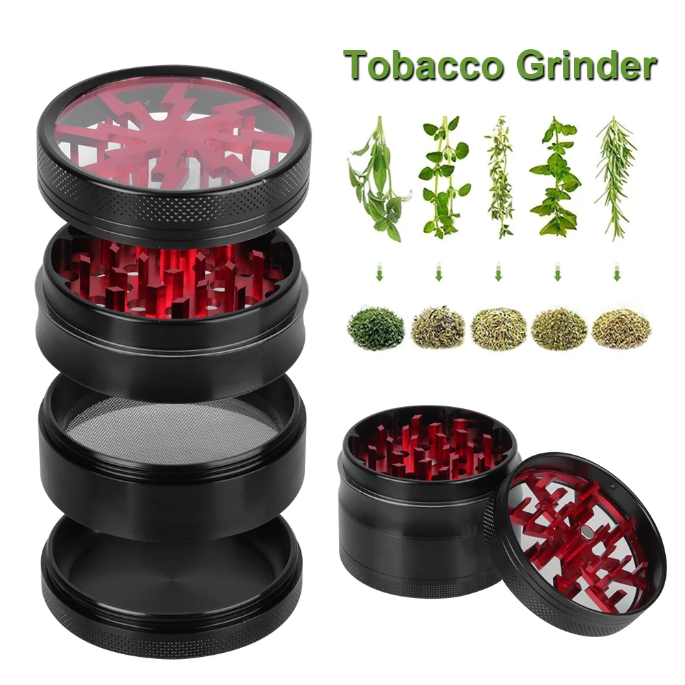 

40mm/62mm 4 Layers Herbal Grinder Pepper Pot Spice Tobacco Mill Aluminum Alloy Dry Herb Crusher Smoking Cigarette Accessories