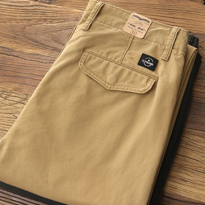 

8229# Spring Autumn New American Retro Twill Amekaji Chino Cargo Pants Men's Simple 100% Cotton Washed Straight Casual Trousers