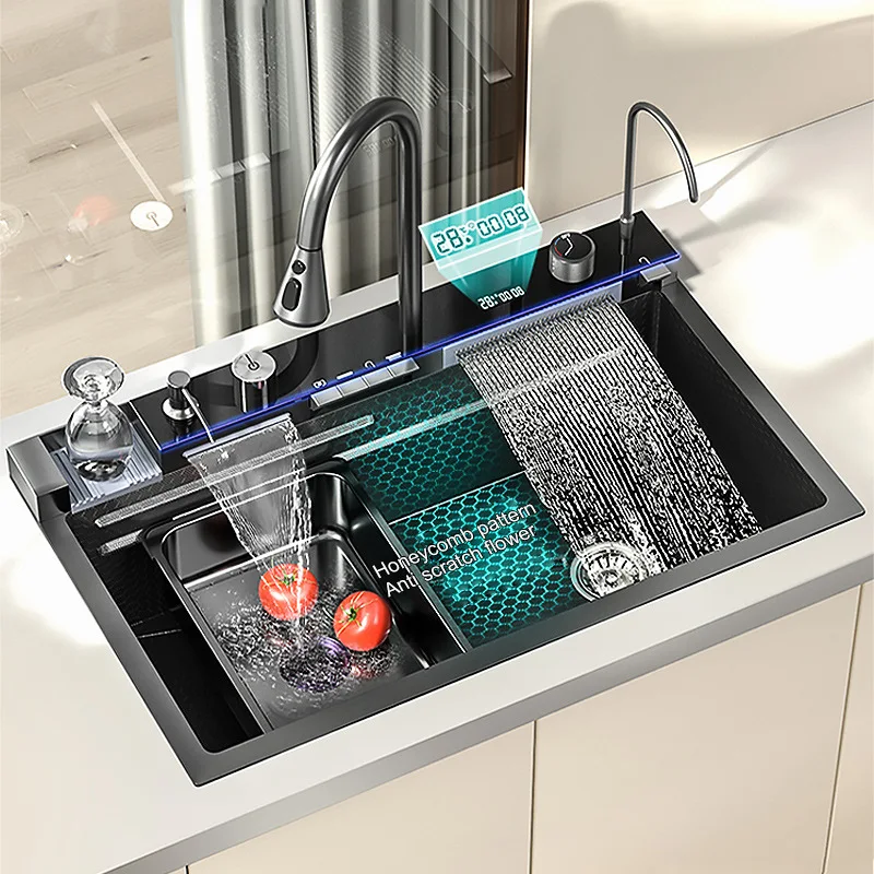 Rectangular 304 Bowl Undermount Stainless Steel Apron Farmhouse Handmade Smart Waterfall Multifunction Kitchen Sink
Rectangular 304 Bowl Undermount Stainless Steel Apron Farmhouse Handmade Smart Waterfall Multifunction Kitchen Sink