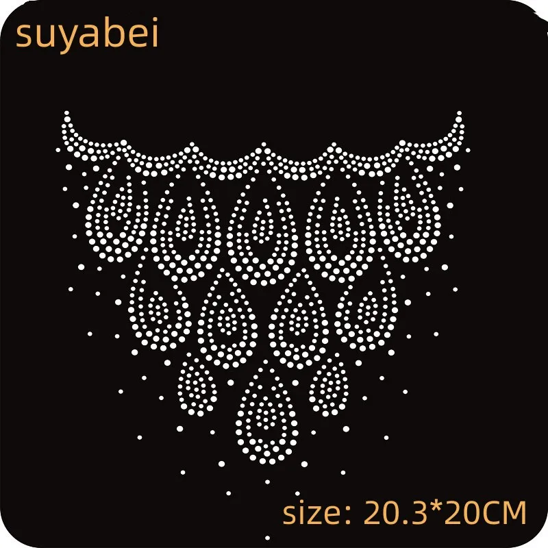 

Flower Neckline Hot fix patches design hot fix rhinestone transfer motifs iron on crystal transfers design for sweater